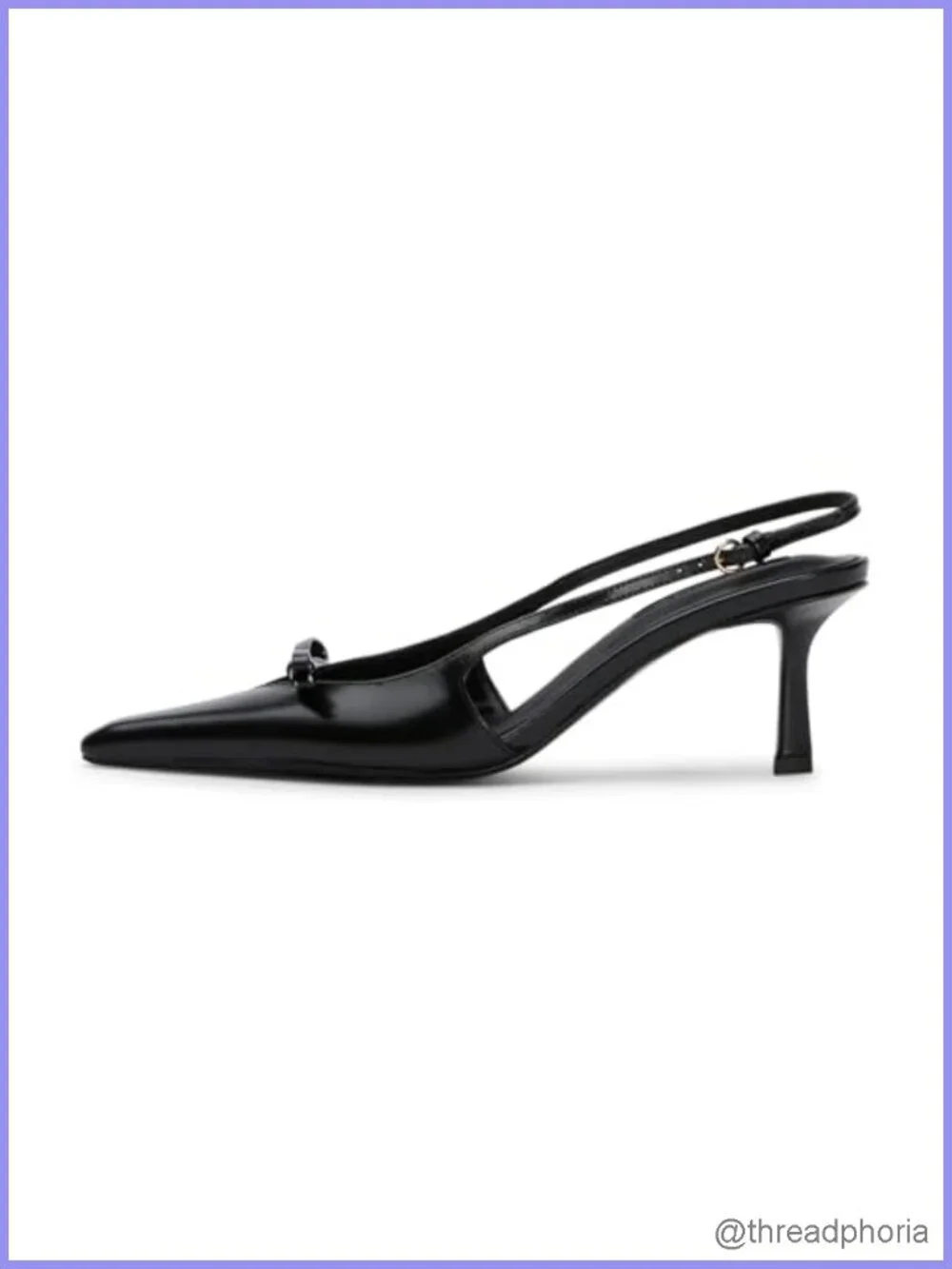 Kitten Heels with Bow Closed Toe Slingback Heels Faux Leather Pumps
